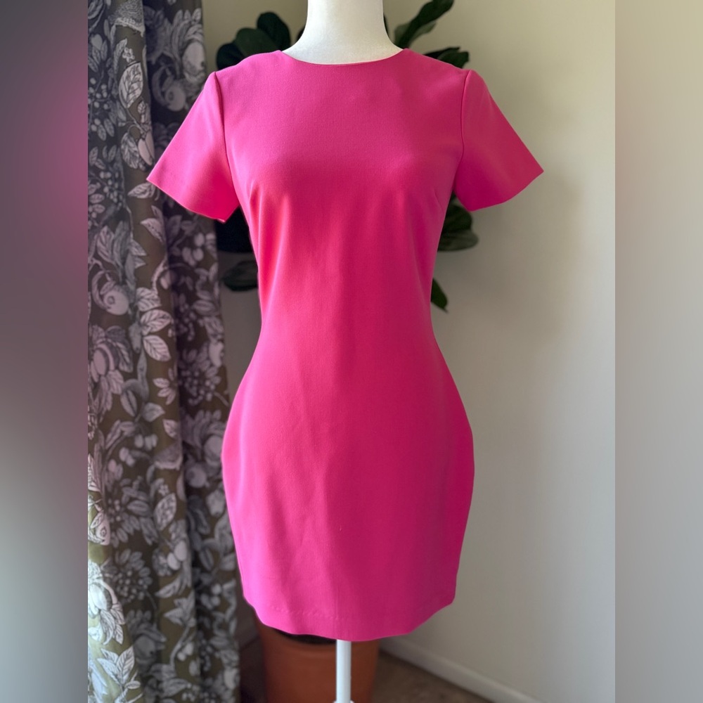 Likely Hot Pink Short-Sleeve Mini Dress